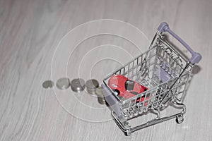 A car in a shopping cart