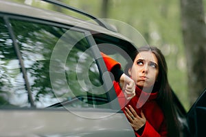 Car Sick Woman Having Motion Sickness Symptoms