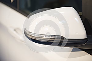 Car side mirror in a close up