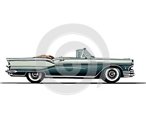 car side profile detailed isolated illustration 50's