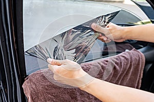 Car side window film removal and tinting installation