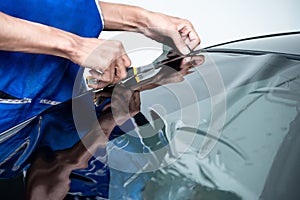 Car side window film removal and tinting installation