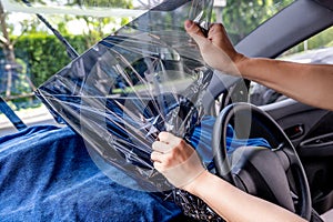 Car side window film removal and tinting installation