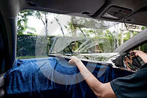 Car side window film removal and tinting installation