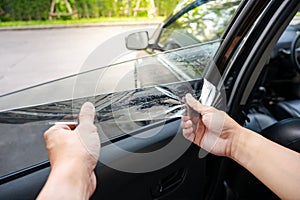 Car side window film removal and tinting installation