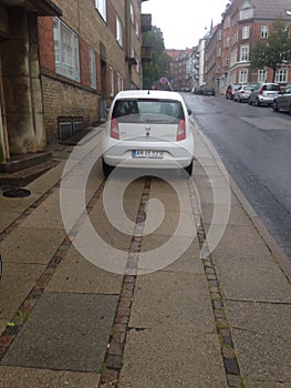 Car on sidewalk