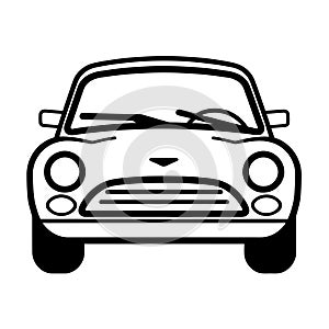 Car silhouette in black color. Vector template for tattoo or laser cutting