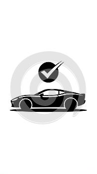 Car Silhouette with Check Mark Vector Icon