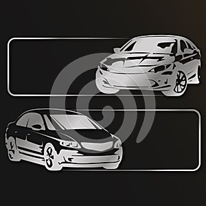 Car silhouette and frame banner