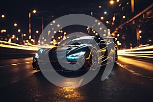 Car silhouette with motion blur effect. ai generative