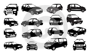 Car silhouettes isolated on white