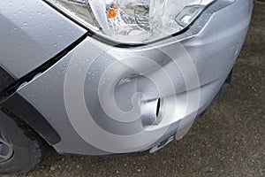 Car silver color crash damage bumper breakdown accident