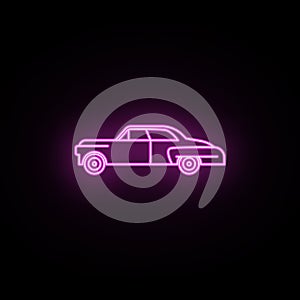 Car of the sixties neon icon. Simple thin line, outline vector of generation icons for ui and ux, website or mobile application