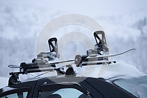 Car with ski rack on top photo