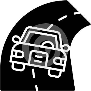 Car sliding out of a curve icon, car accident and safety related vector illustration