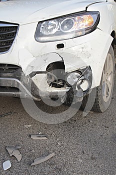 Car with smashed bumper