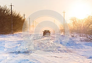 Car in a snowstorm