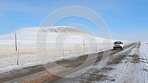 Car on snowy road