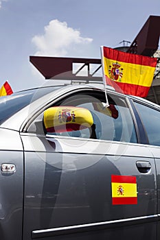 Car with Spain flags