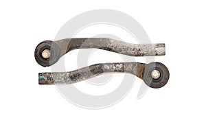 Car spare parts. Close-up of Tie rod end at a shallow depth of field on white background. Automotive, repair after sales service