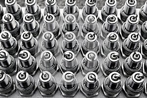 Car spark plugs rows pattern engine pieces