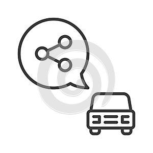 Car and Speech Bubble vector Carsharing concept linear icon