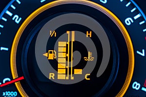 Car speed meter closeup