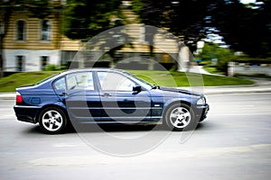 Car speeding down street