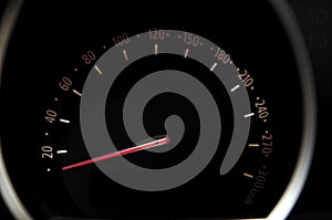 Car speedometer.