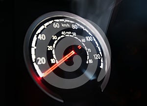 Car Speedometer Closeup with Motion Blur