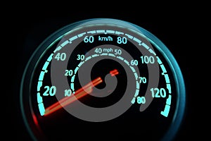 Car Speedometer Closeup with Motion Blur