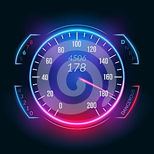 Car speedometer dashboard icon. Speed meter fast race technology design measurement panel