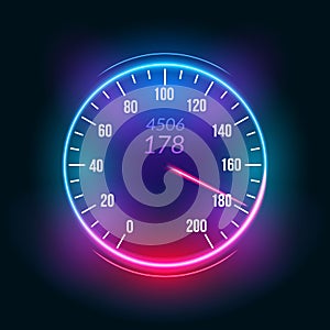 Car speedometer dashboard icon. Speed meter fast race technology design measurement panel