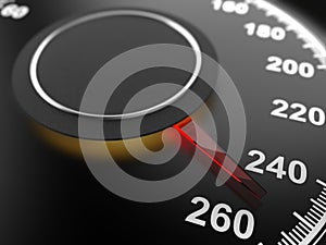Car Speedometer Dial Indicating Maximum Speed
