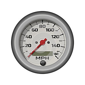 Car speedometer in a realistic style. Measuring instrument of retro auto. 3d isolated image