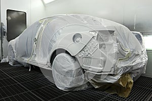 Car in the spray booth