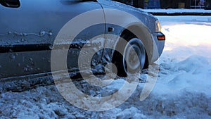 Car stalled in the snow.