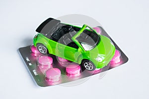 Car stand on pills concept drug driving danger fatality kill people