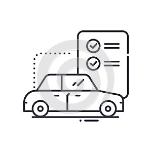 Car state inspecion icon, linear isolated illustration, thin line vector, web design sign, outline concept symbol with