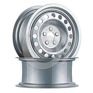 Car steel wheels, car rims. 3D rendering