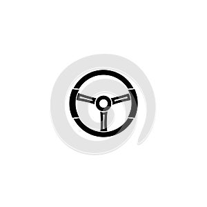 Car steering wheel black icon isolated on white background