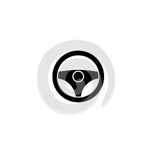 Car steering wheel black icon isolated on white background