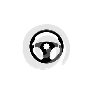 Car steering wheel black icon isolated on white background