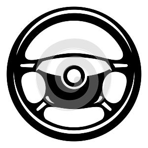 Car steering wheel stylized for use as a design template. Monochrome vector image