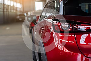 Car on street blurry background.For automotive automobile or transport transportation image