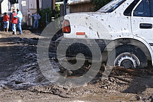 Car stuck in mud