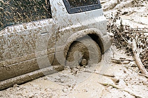 Car stuck in mud