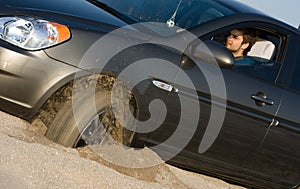 Car stuck in sand