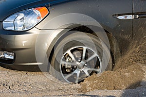 Car stuck in sand