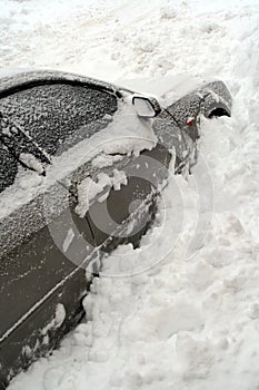 Car stuck in snow